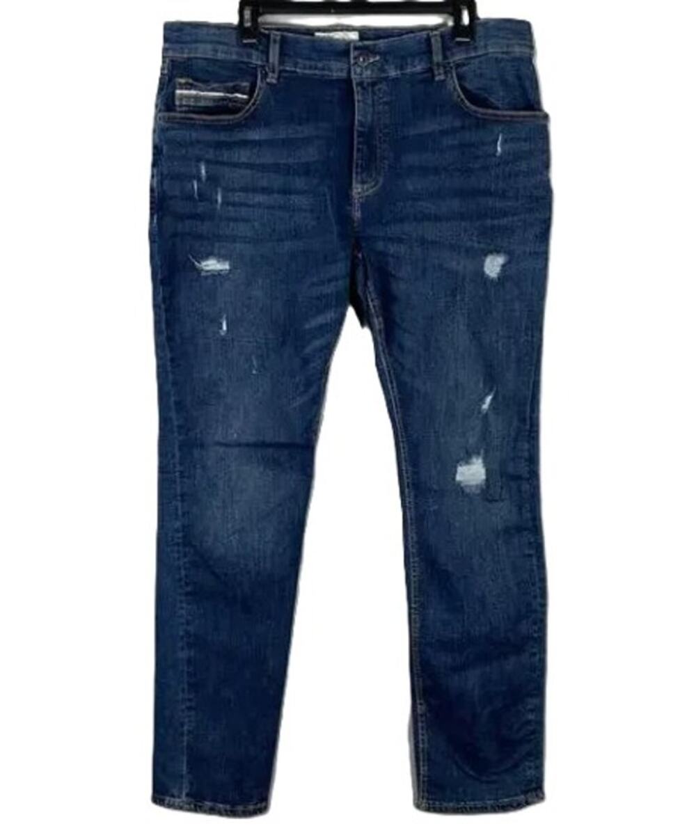 Sun + Stone Jeans Men's 36x30 Slim-Fit Distressed Blue Denim Riverview Wash NWT